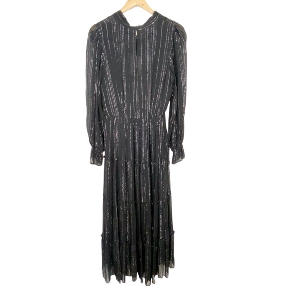 ELAN Shimmer Stripe Maxi Dress Black Silver - Picture 7 of 15